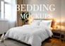 bedding mockup editable PSD file for realistic bed design